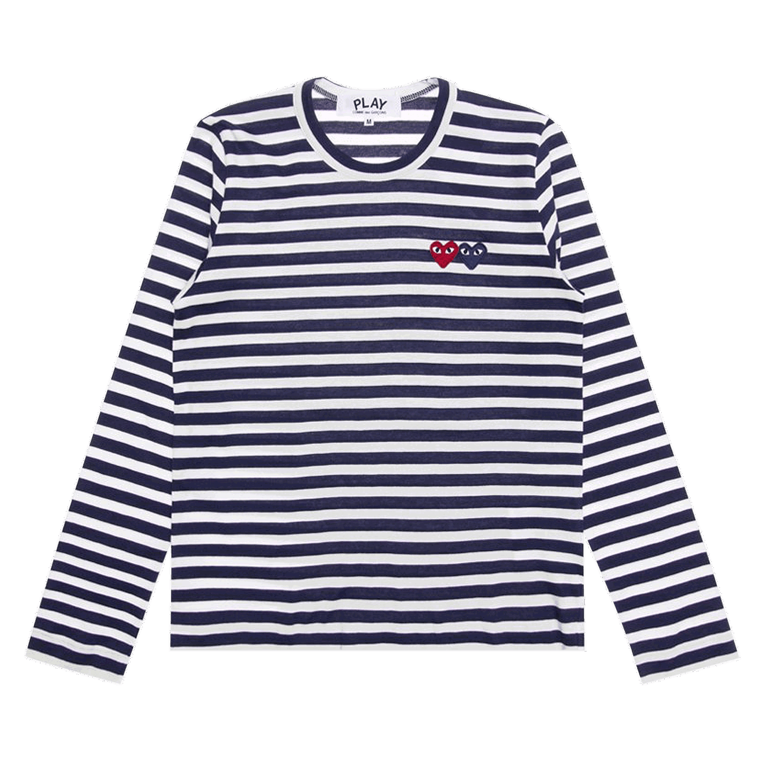 T-shirt Comme des Garçons PLAY Double Heart Striped Long-Sleeve T-Shirt Flerfarvet | AZ T227 051 1, 0