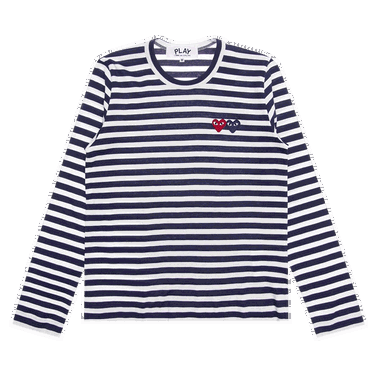 T-shirt Comme des Garçons PLAY Double Heart Striped Long-Sleeve T-Shirt Flerfarvet | AZ T227 051 1, 0