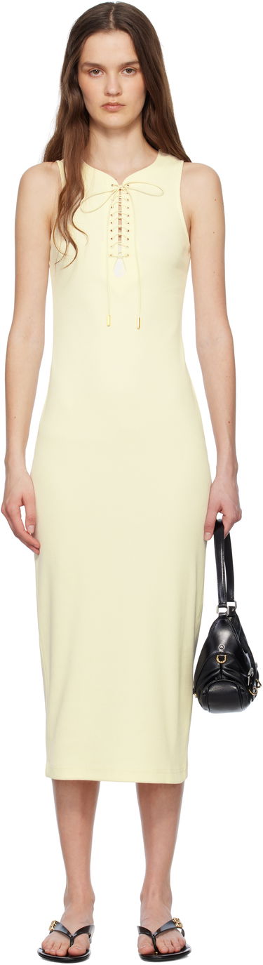 Kjole Givenchy Givenchy Lace Up Rib Knit Midi Tank Dress Gul | BW22CK311T101, 0