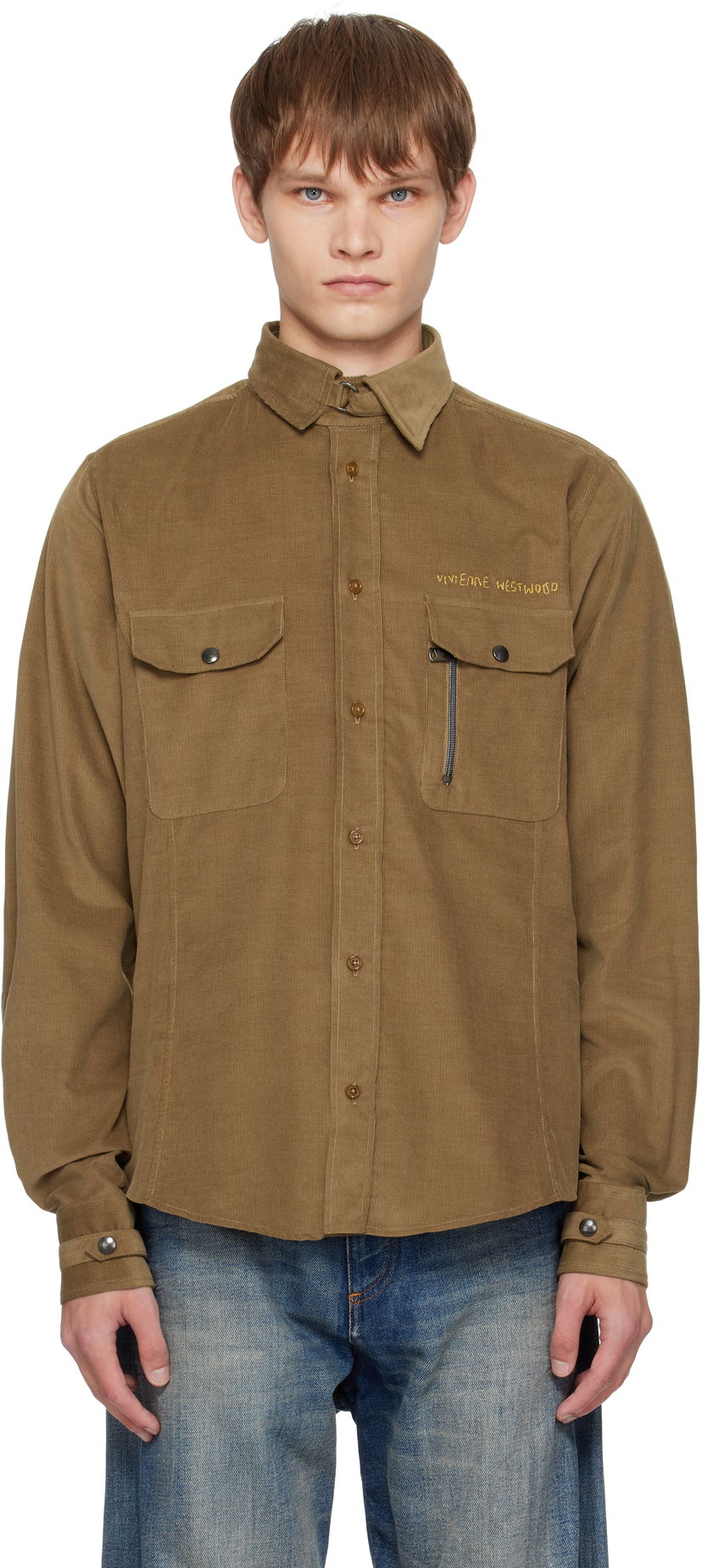 Skjorte Vivienne Westwood Vivienne Westwood Corduroy Button-Up Shirt Brun | 24010042-W0186-