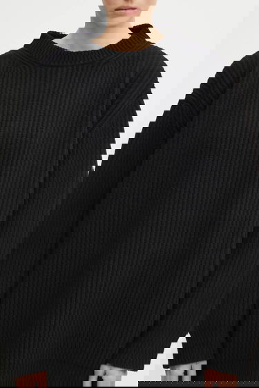 Sweater Maison Margiela Oversized Ribbed Wool Blend Mock Neck Sweater MM6 Maison Margiela Sort | S62HL0042.M13192.900, 3