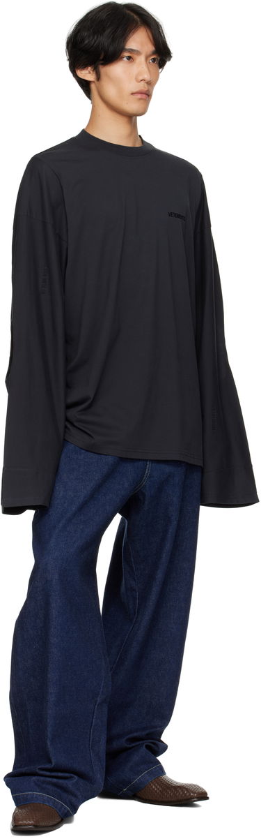T-shirt VETEMENTS VETEMENTS Logo Cut-Up Longsleeve T-Shirt Sort | UH76LS580B, 3