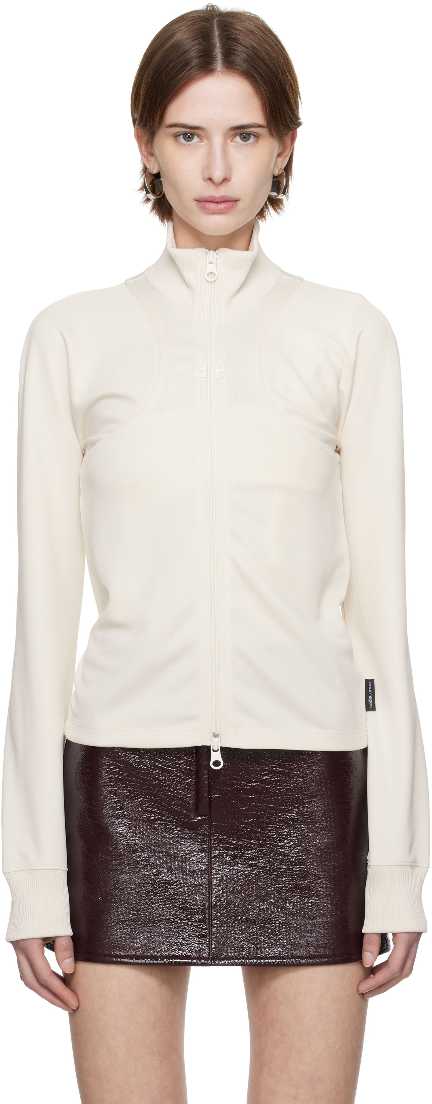 Sweater Courrèges Courrèges Scuba Interlock Track Jacket Hvid | 125JVE110JS0091, 0