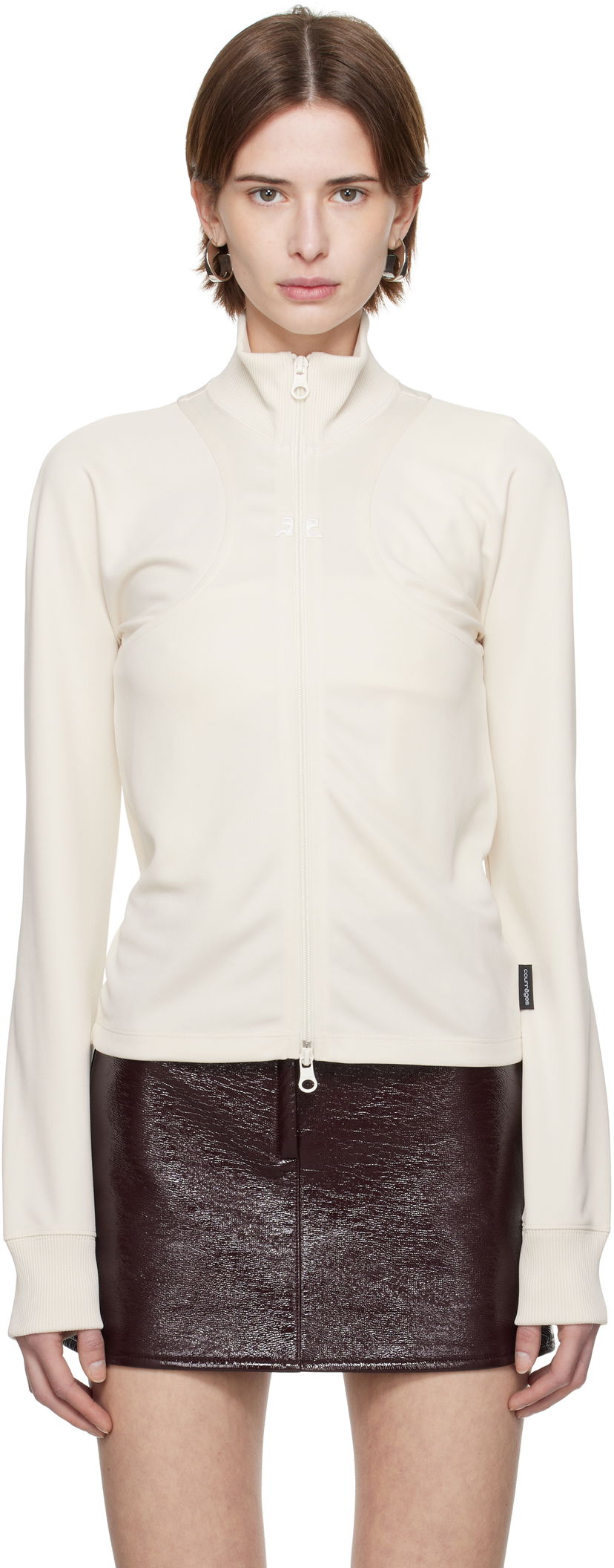 Sweater Courrèges Courrèges Scuba Interlock Track Jacket Hvid | 125JVE110JS0091