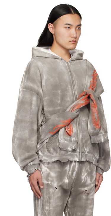 Sweatshirt We11done We11done Muddy Four Sleeves Zip-Up Hoodie Grå | WD-TJ0-25-816-U-BK, 1
