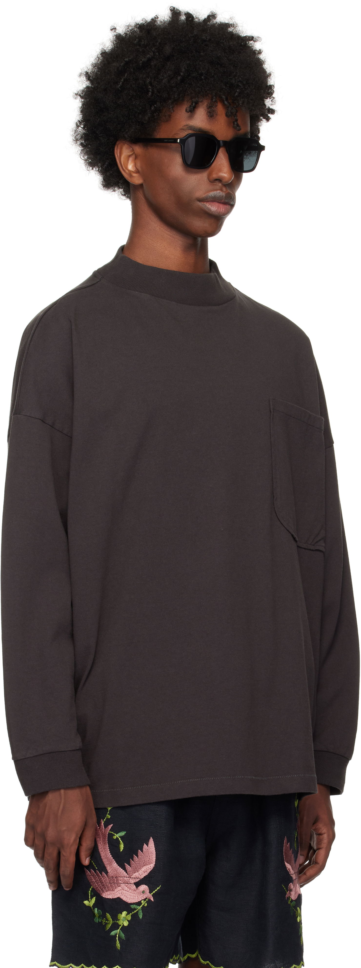 Sweater Bode Bode Barry Mockneck T-Shirt Brun | MRF24CS027, 1