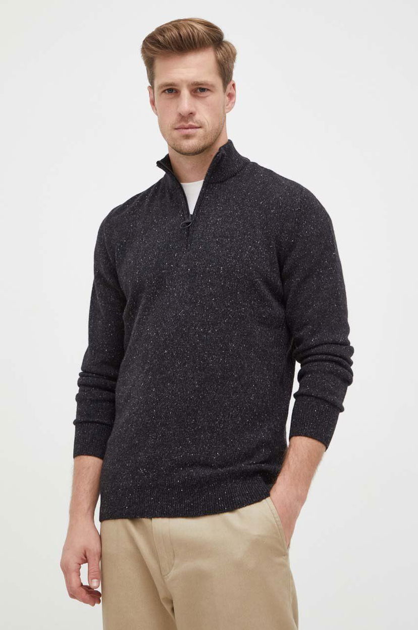 Sweater Barbour Sweater With Half Zipper Sort | MKN1187