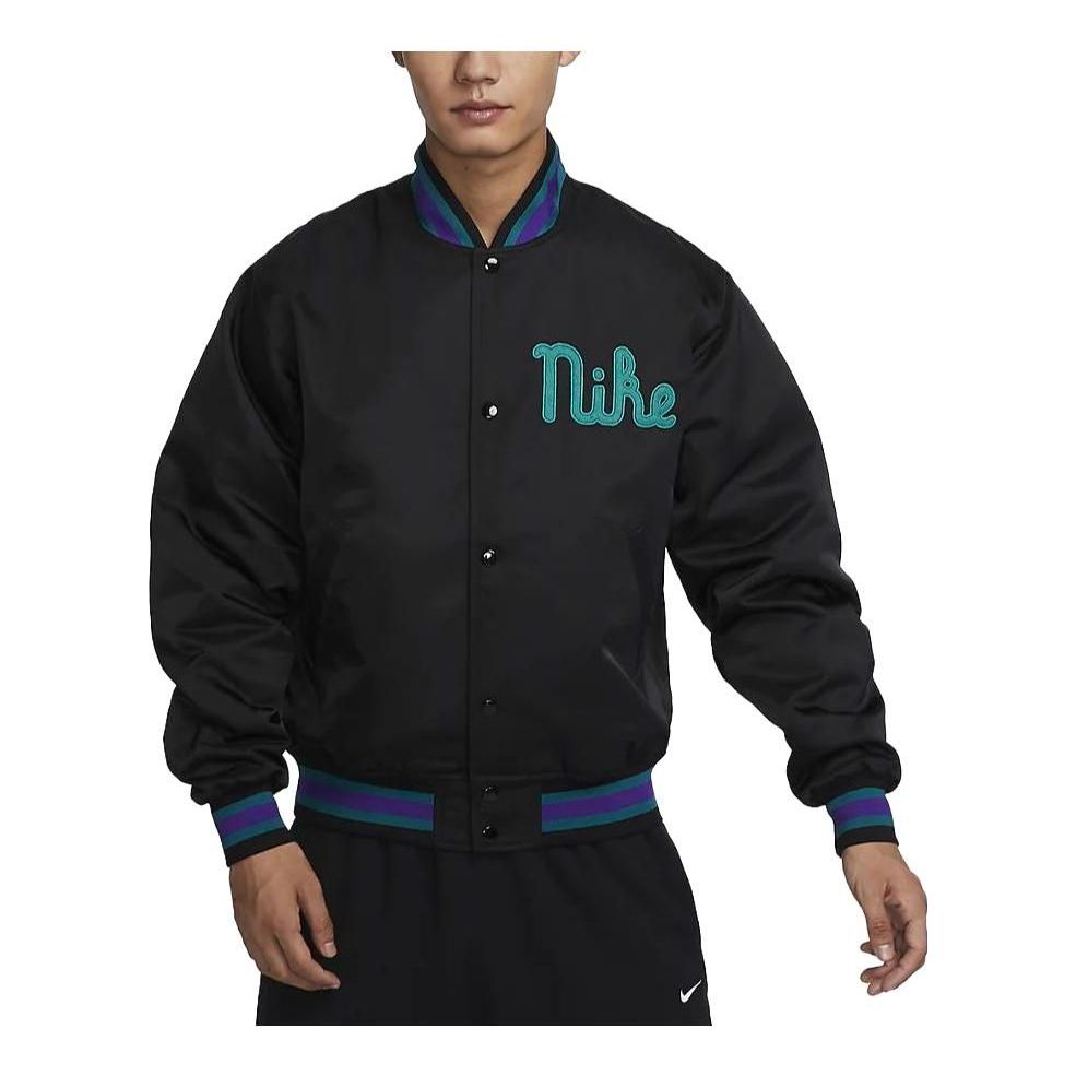 Bomberjakke Nike Loose Satin Jacket Sort | FQ7970-010, 0