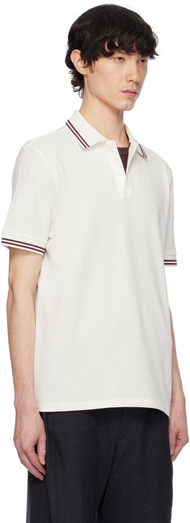 Polo skjorte Moncler Moncler Cotton Piquet Polo with Striped Trim Hvid | K10918A0000789A16, 1