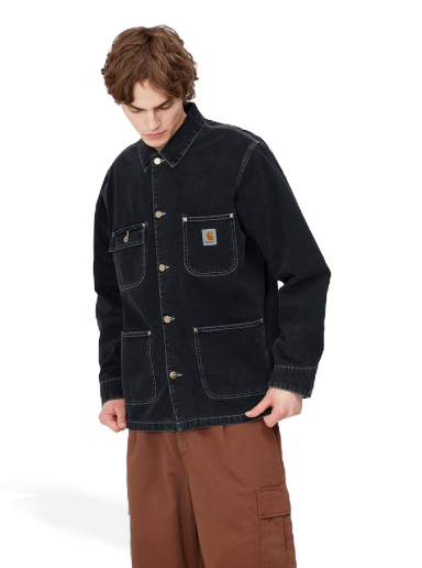 Frakker Carhartt WIP OG Chore Coat "Black heavy stone wash" Sort | I031896_89_60