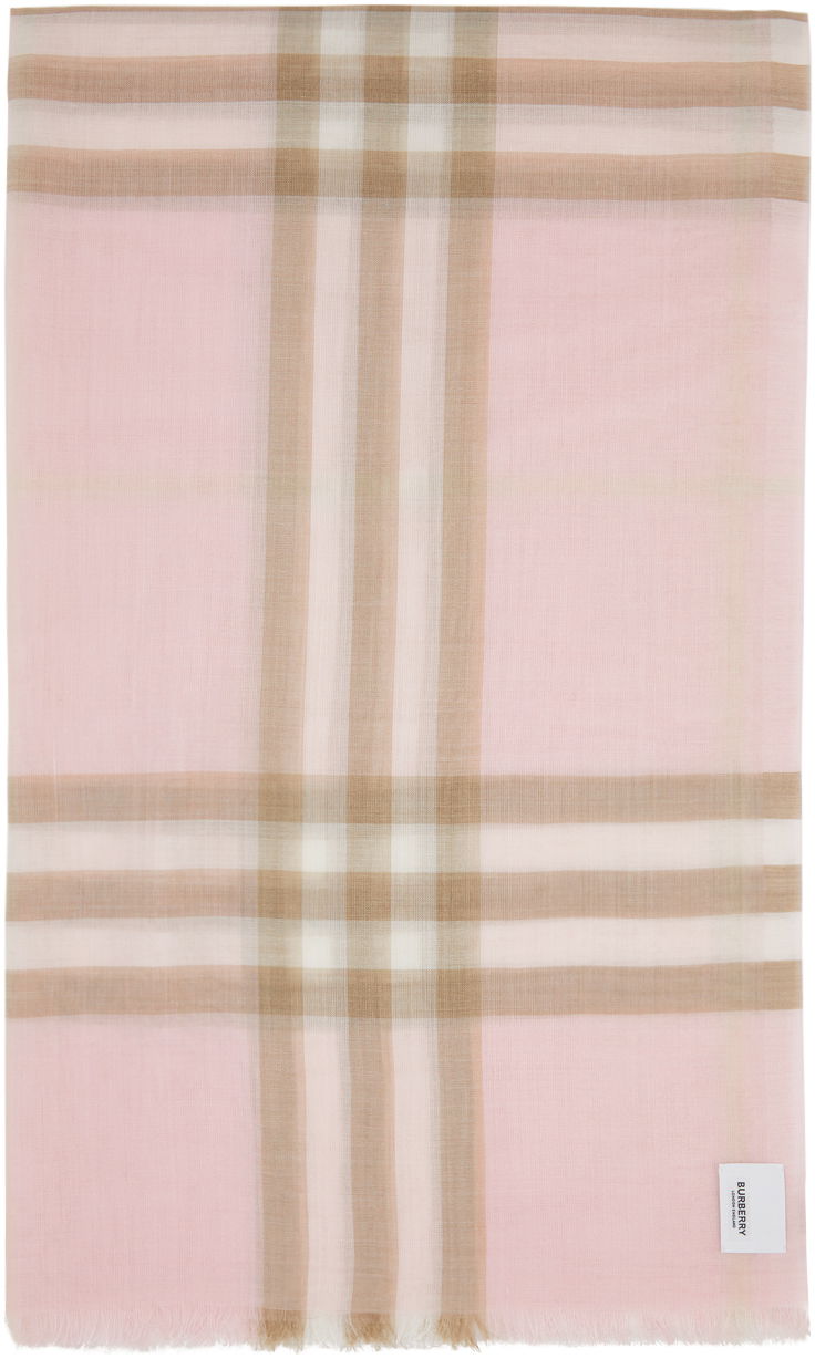Tørklæde Burberry Gauze Giant Check Scarf Pink Lyserød | 8019462