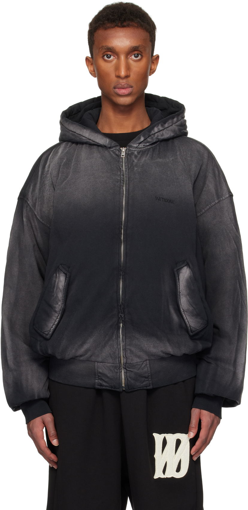 Bomberjakke We11done We11done Bomber Zip-Up Hoodie Sort | WD-TJ3-24-836-U-BK