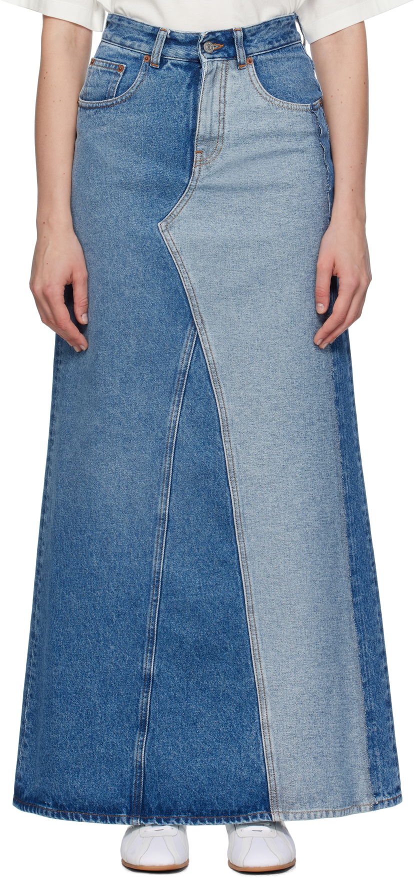 Nederdel Maison Margiela MM6 Maison Margiela Faded Denim Maxi Skirt Blå | S52MI0025 M30018