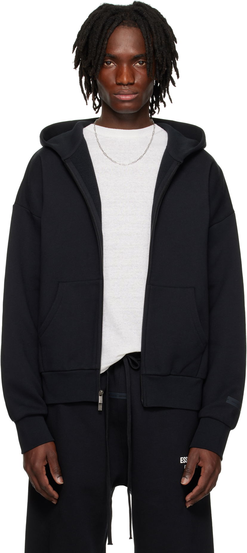 Sweatshirt Fear of God ESSENTIALS Classic Full Zip-Up Hoodie Sort | 192AS254780F