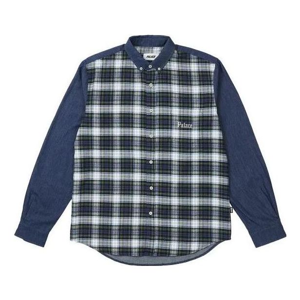 Skjorte Palace Check Panel Chambray Shirt Blå | PLC23005