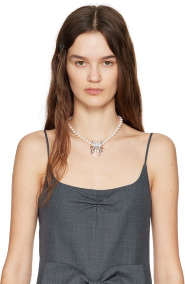 Halskæde SHUSHU/TONG YVMIN Edition Pearl Butterfly Flower Curly Hair Choker Hvid | 24715SLV00NN, 1