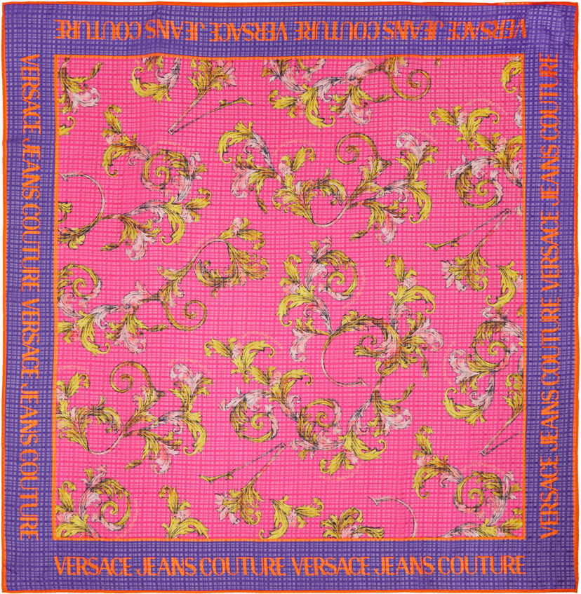 Tørklæde Versace Versace Jeans Couture Barocco Silk Foulard Scarf Lyserød | E78HA7H02_EZG353