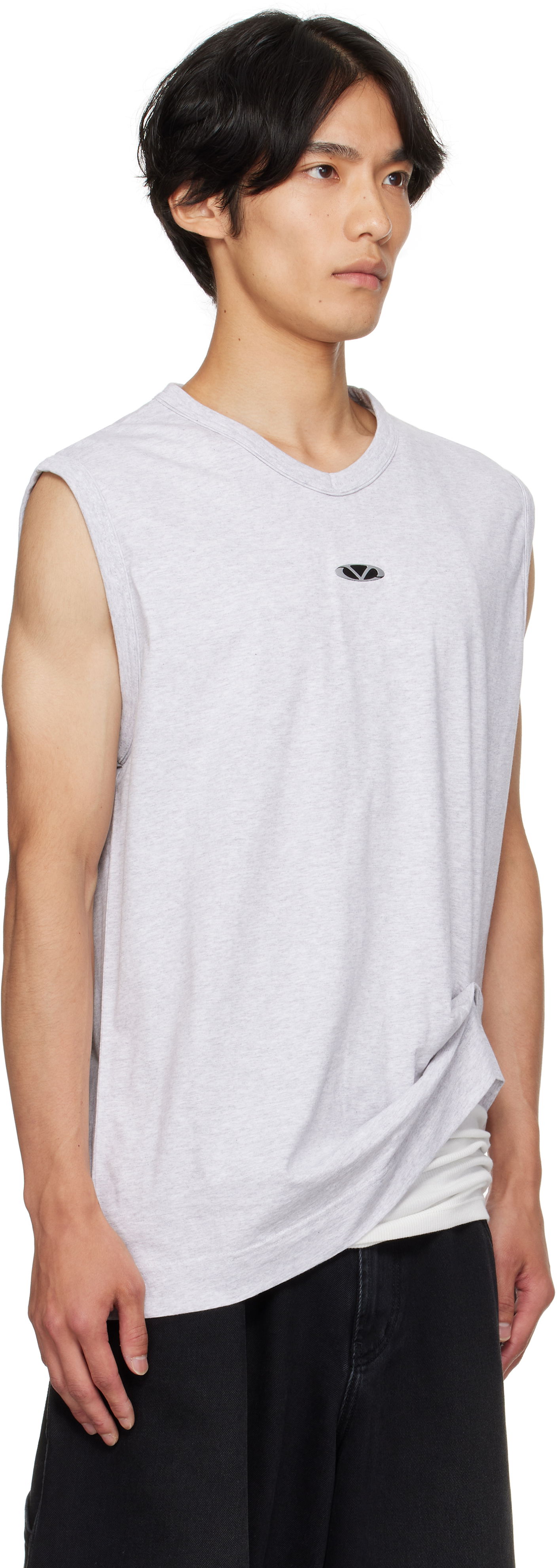 Tanktop VETEMENTS Vetements Oval Logo Jersey Tank Top Grå | UH76TR550G, 1