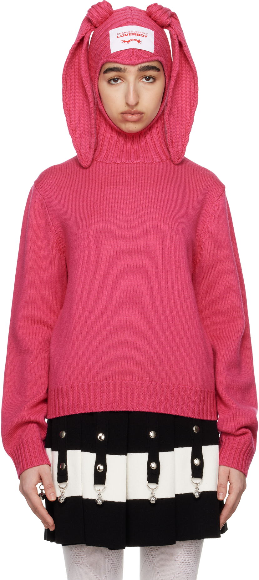 Sweater Charles Jeffrey Loverboy Charles Jeffrey LOVERBOY Merino Rabbit Balaclava Hoodie Lyserød | 54090902