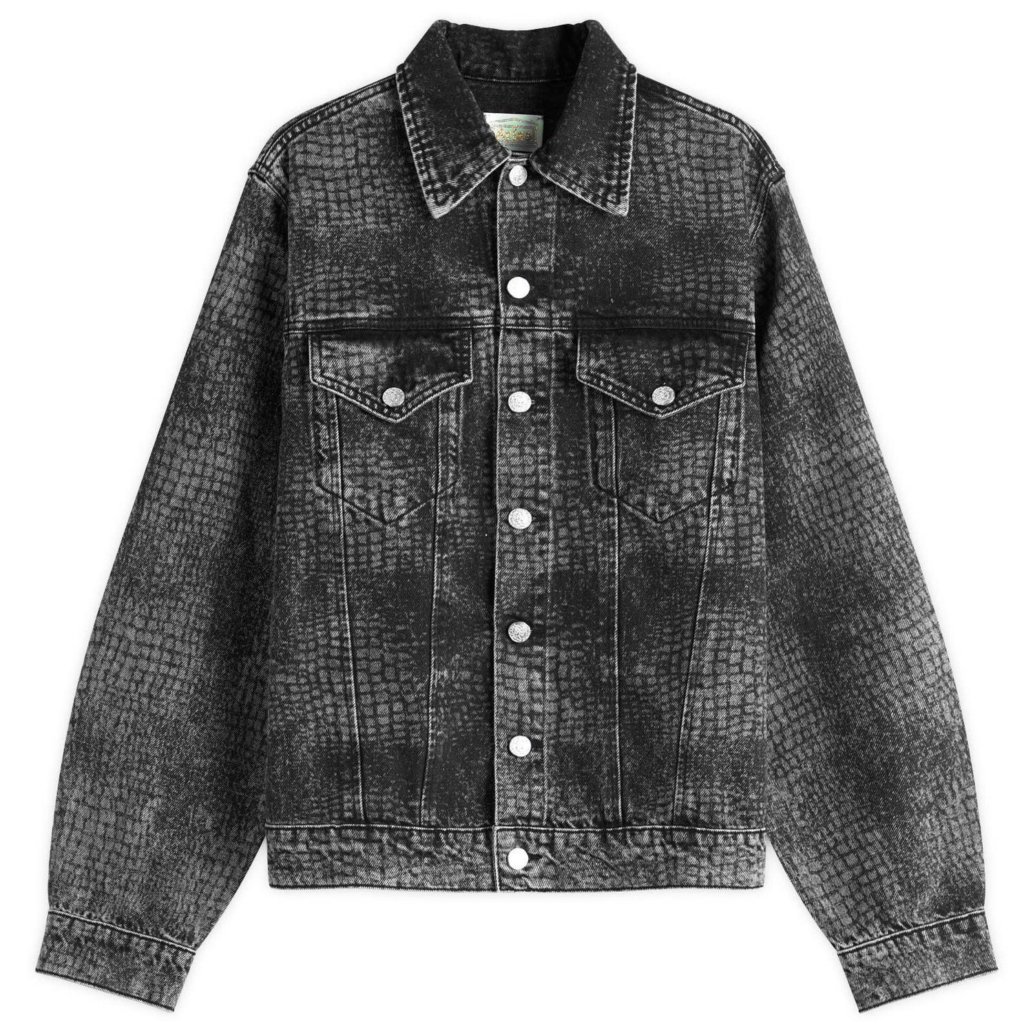 Jakke Aries Aries Lasered Croc Trucker Jacket, Size Large Sort | AR70101-BLK, 0