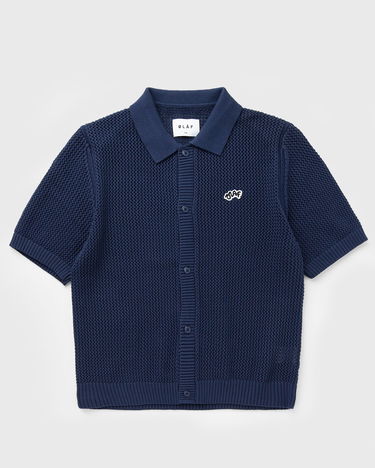 Polo skjorte ØLÅF Knitted Polo Shirt Mørkeblå | M210701-NAVY, 1