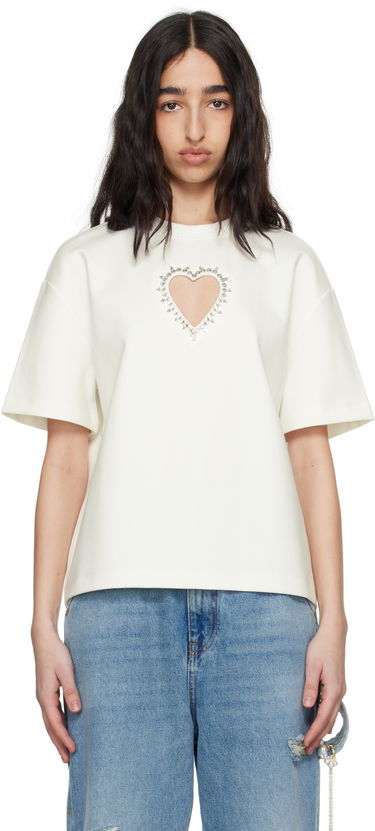 T-shirt Area AREA Crystal Heart Cutout Relaxed T-Shirt Hvid | 0000TS0026FA01, 0