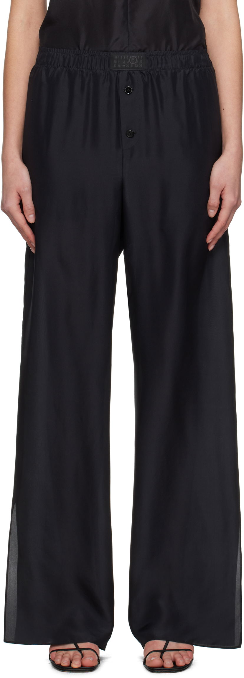 Bukser Maison Margiela MM6 Maison Margiela Light Silk Pyjama Pants Sort | S52KA0529 M35244