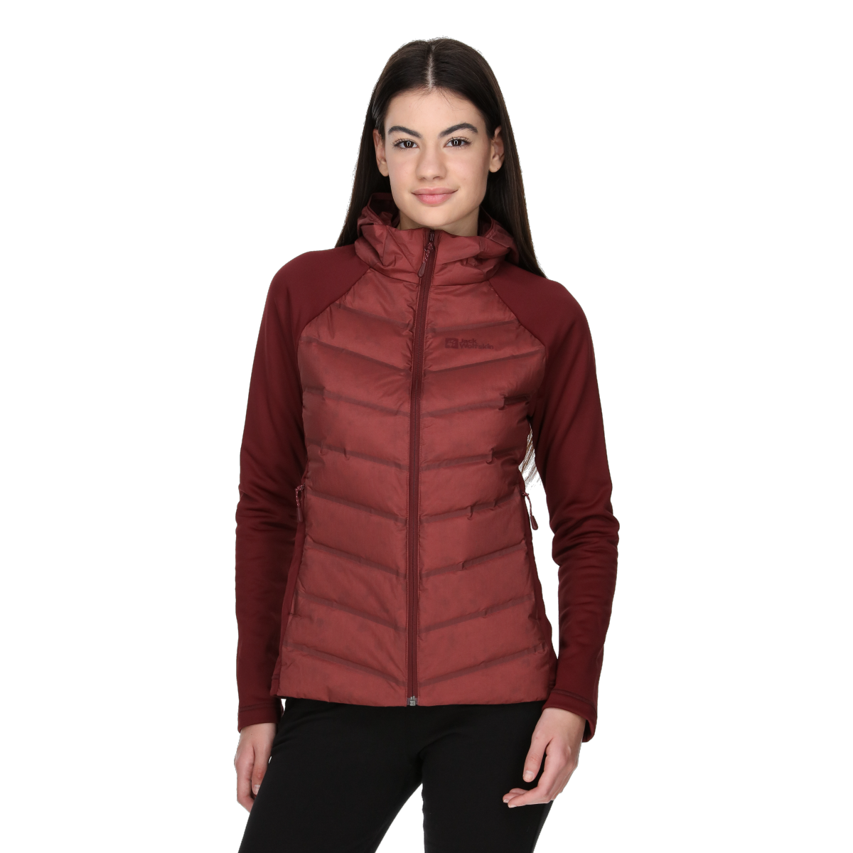 Puffer jakke Jack Wolfskin TASMAN Down Hybrid Hooded Jacket Bourgogne | 1711331-2866, 0