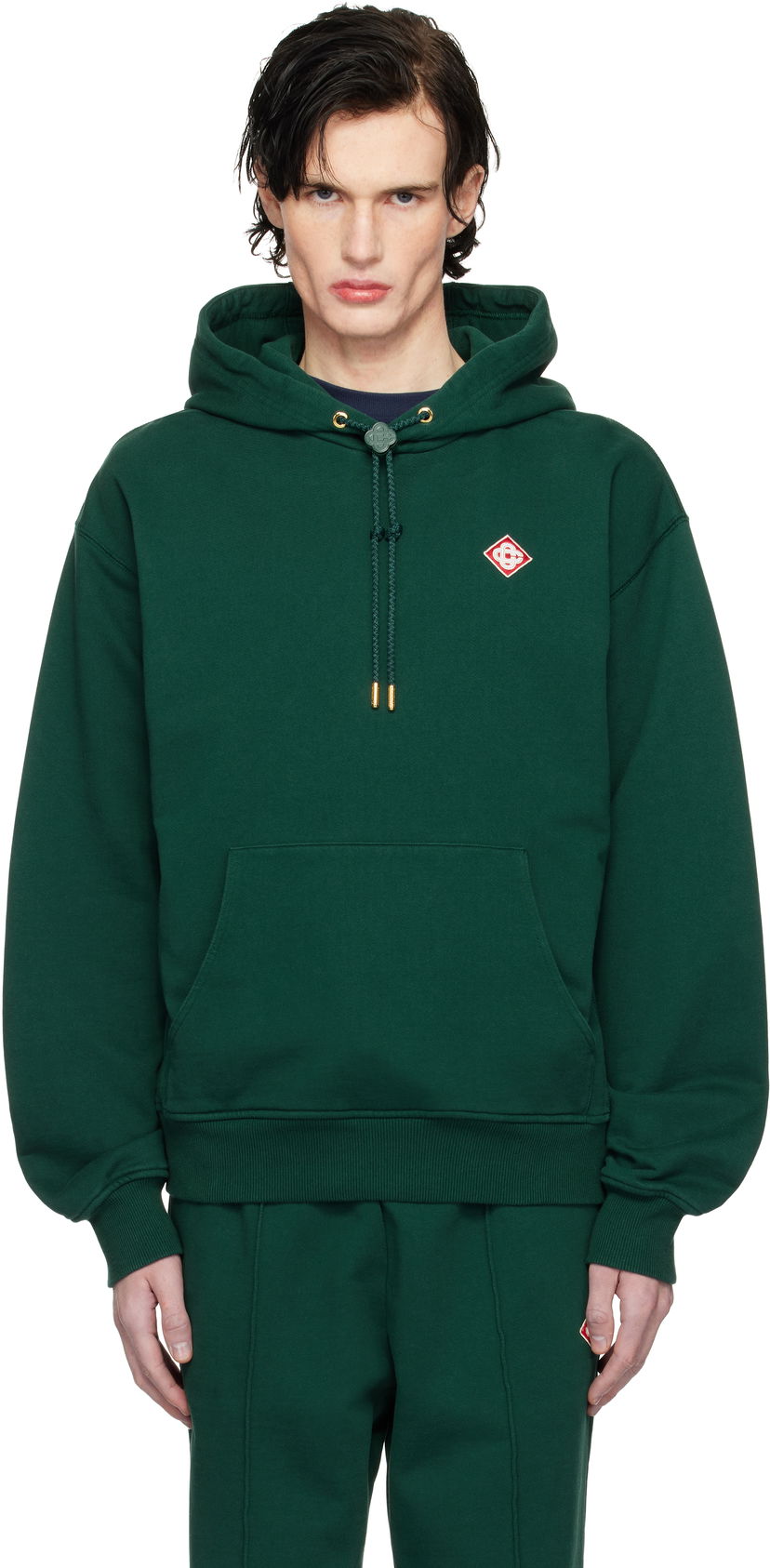 Sweatshirt Casablanca Diamond Logo Cotton-Jersey Hoodie Grøn | MPS25-JTP-292-01