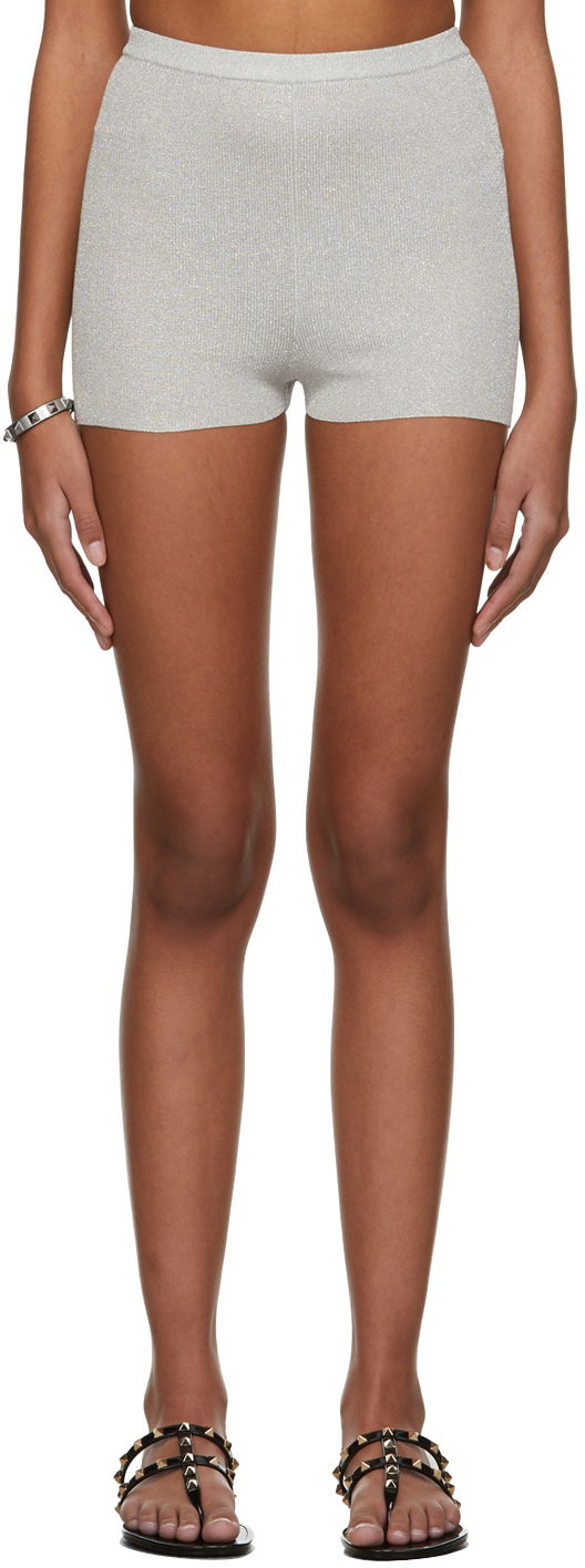 Shorts Valentino Knit Metallic Shorts Grå | XB3KW00F70F
