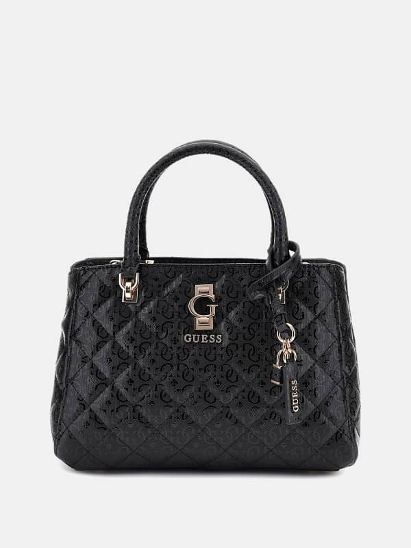 Håndtaske GUESS Bessey 4G Logo Patent Handbag Sort | HWGG9522060