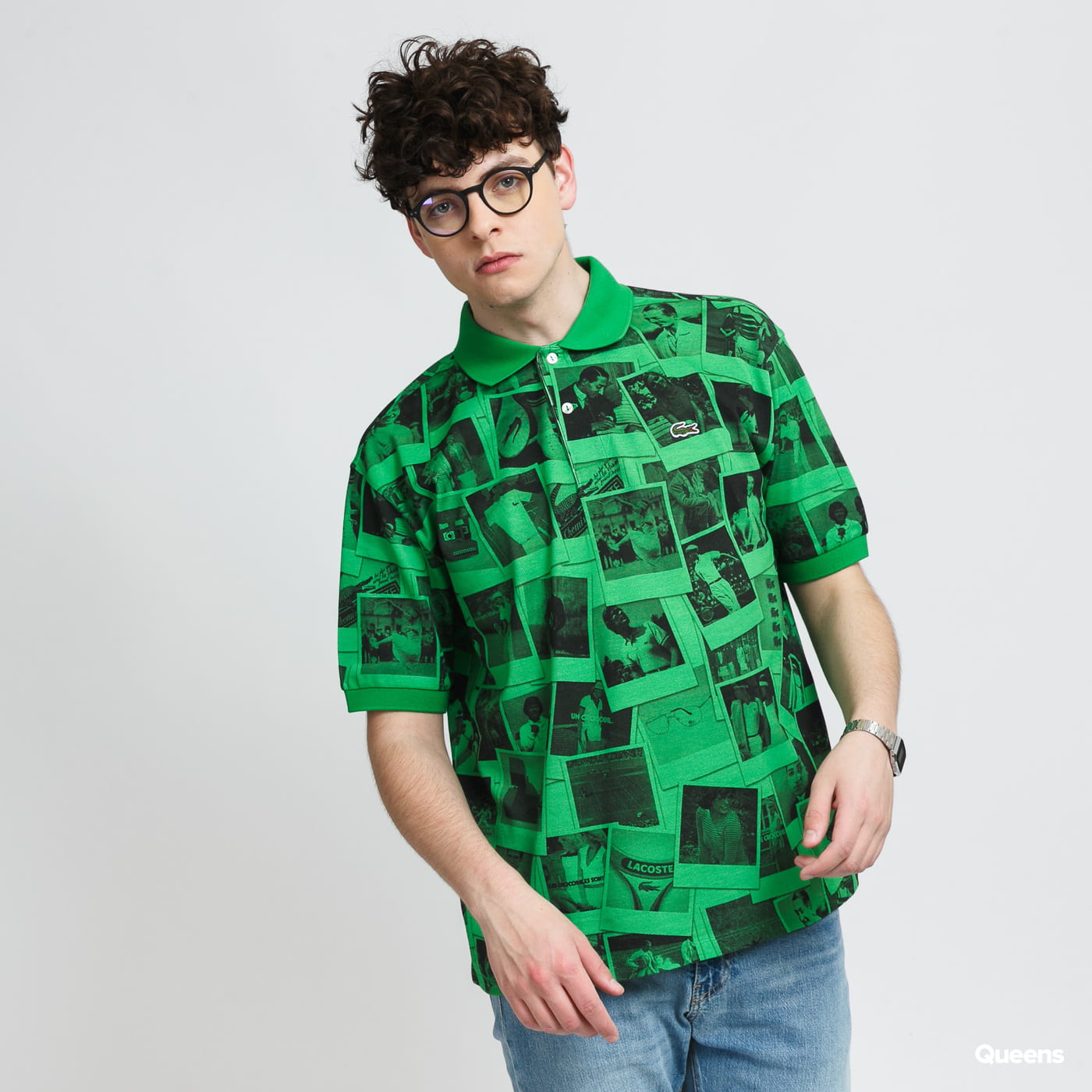 Polo skjorte Lacoste Live Polaroid x Loose Fit Print Polo Shirt Grøn | PH2182 6KP, 0