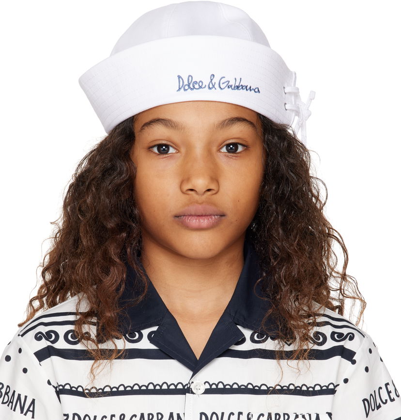 Hat Dolce & Gabbana Dolce&Gabbana Embroidered-Logo Sailor Hat Hvid | LB5H53 G7O3B