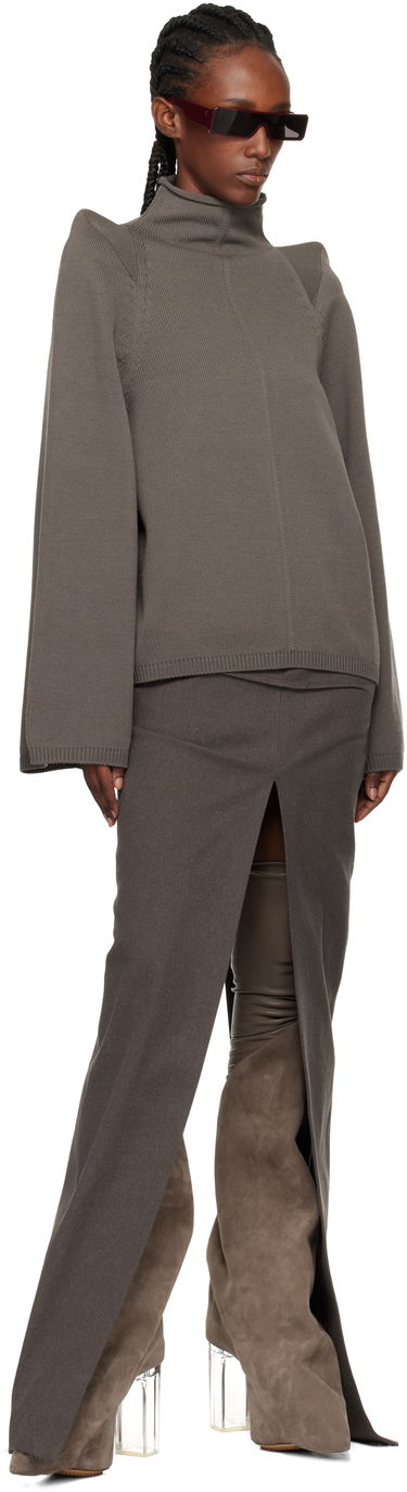 Sweater Rick Owens Concordians Con Ribbed Knit Structured Shoulder Turtleneck Grå | RO02E4657 KWVLH, 3