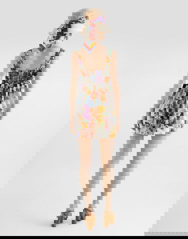 Kjole Dolce & Gabbana Flower Bouquet-print Poplin Dress Flerfarvet | F6TZXTHS5TRHA5PC, 2