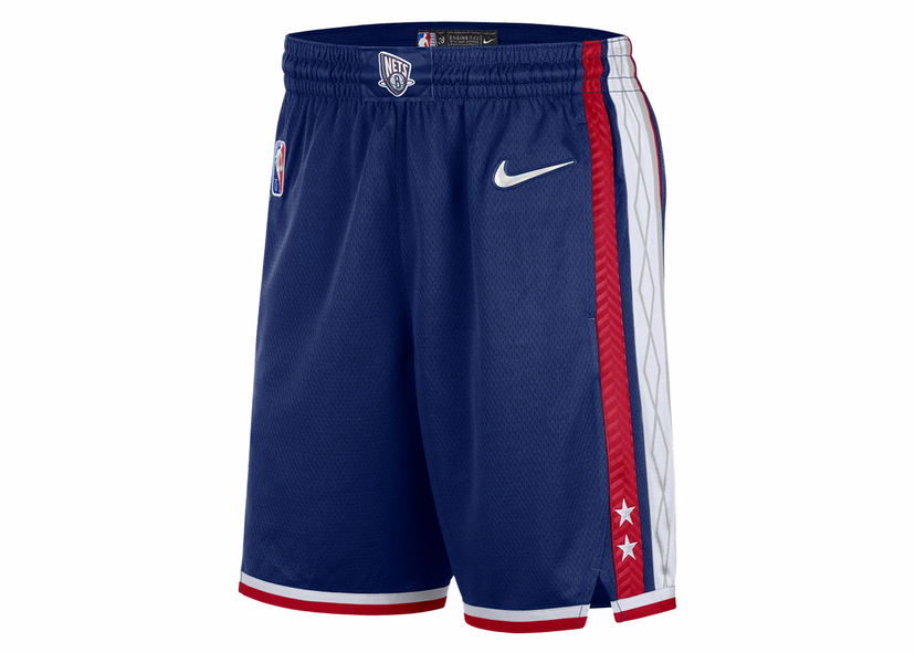 Shorts Nike NBA Brooklyn Nets City Edition 75th Anniversary Swingman Shorts Game Royal/Gym Red/White Mørkeblå | DB4126-492