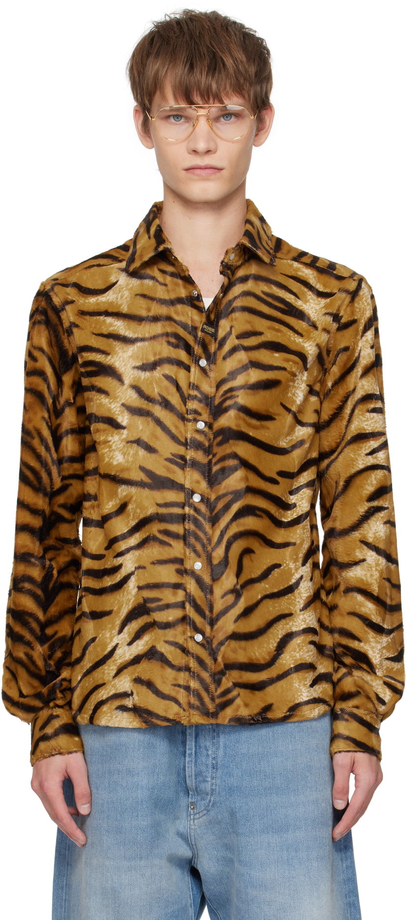 Skjorte Martine Rose Martine Rose Slim Fit Tiger Print Shirt Brun | 483WF06719