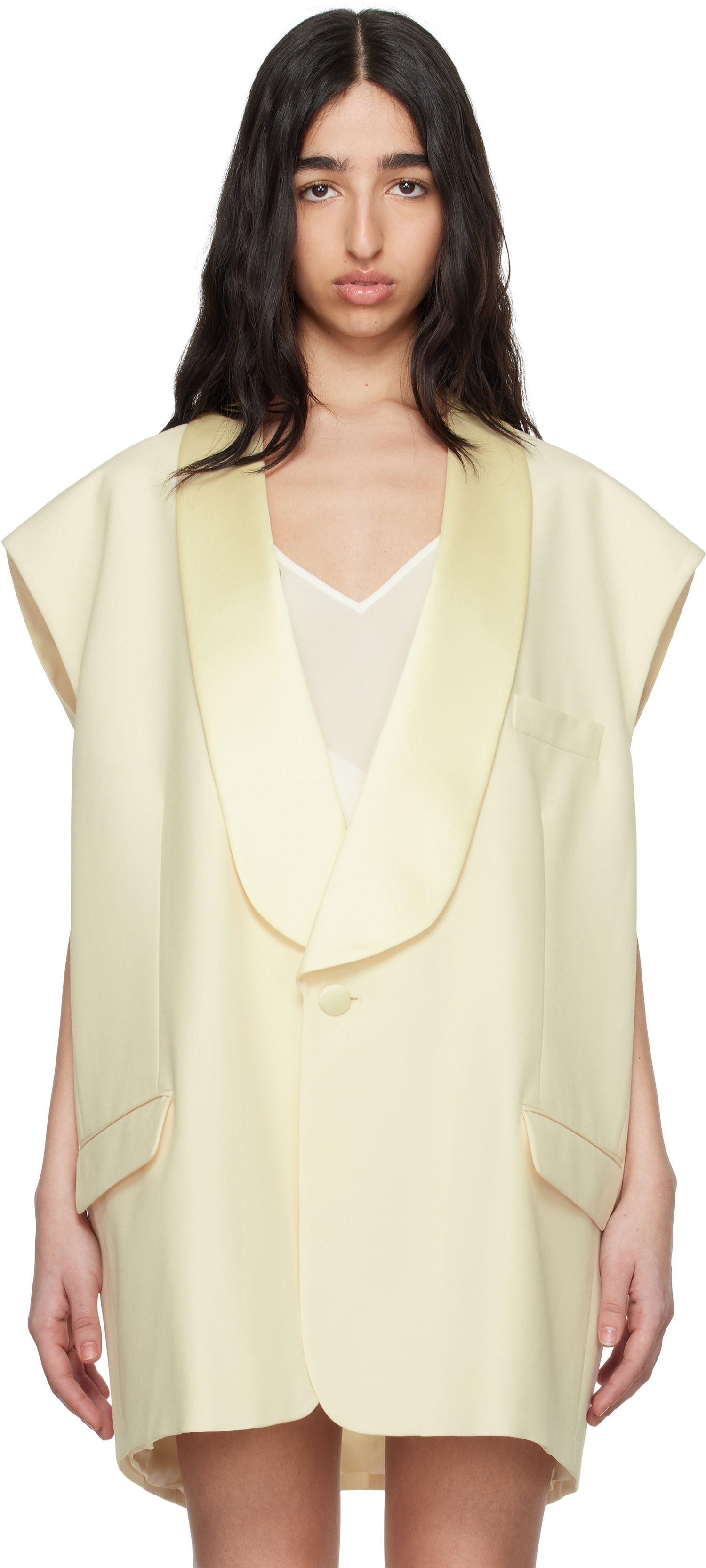 Vest Maison Margiela MM6 Maison Margiela Satin Lapel Vest Gul | S62FB0069 M35436, 0