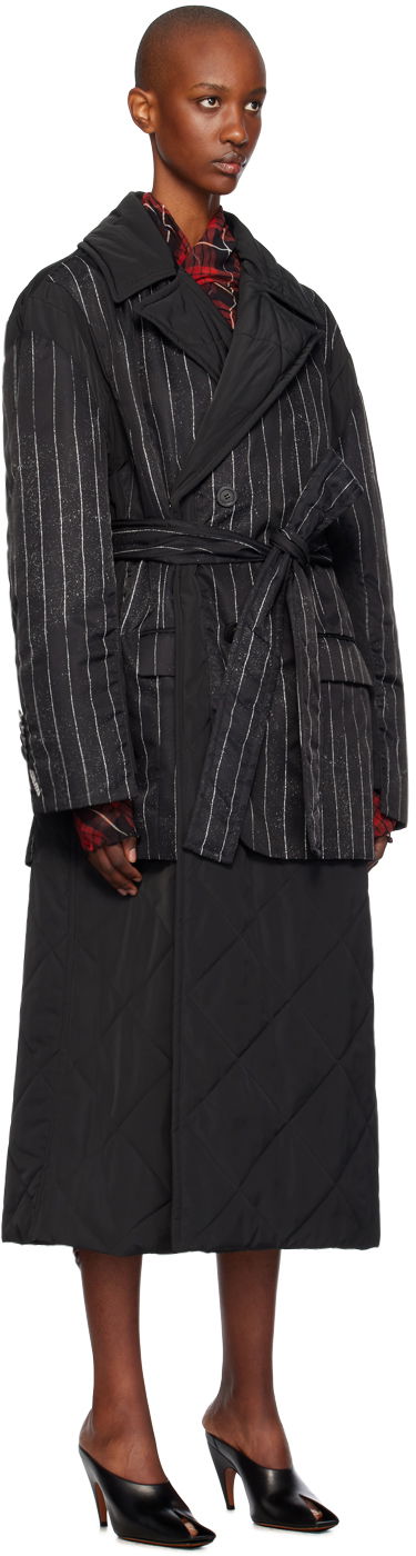 Trenchcoat Jean Paul Gaultier Gaultier Pinstripe Long Coat Sort | 24/31-F-MA020-C065-000001, 1