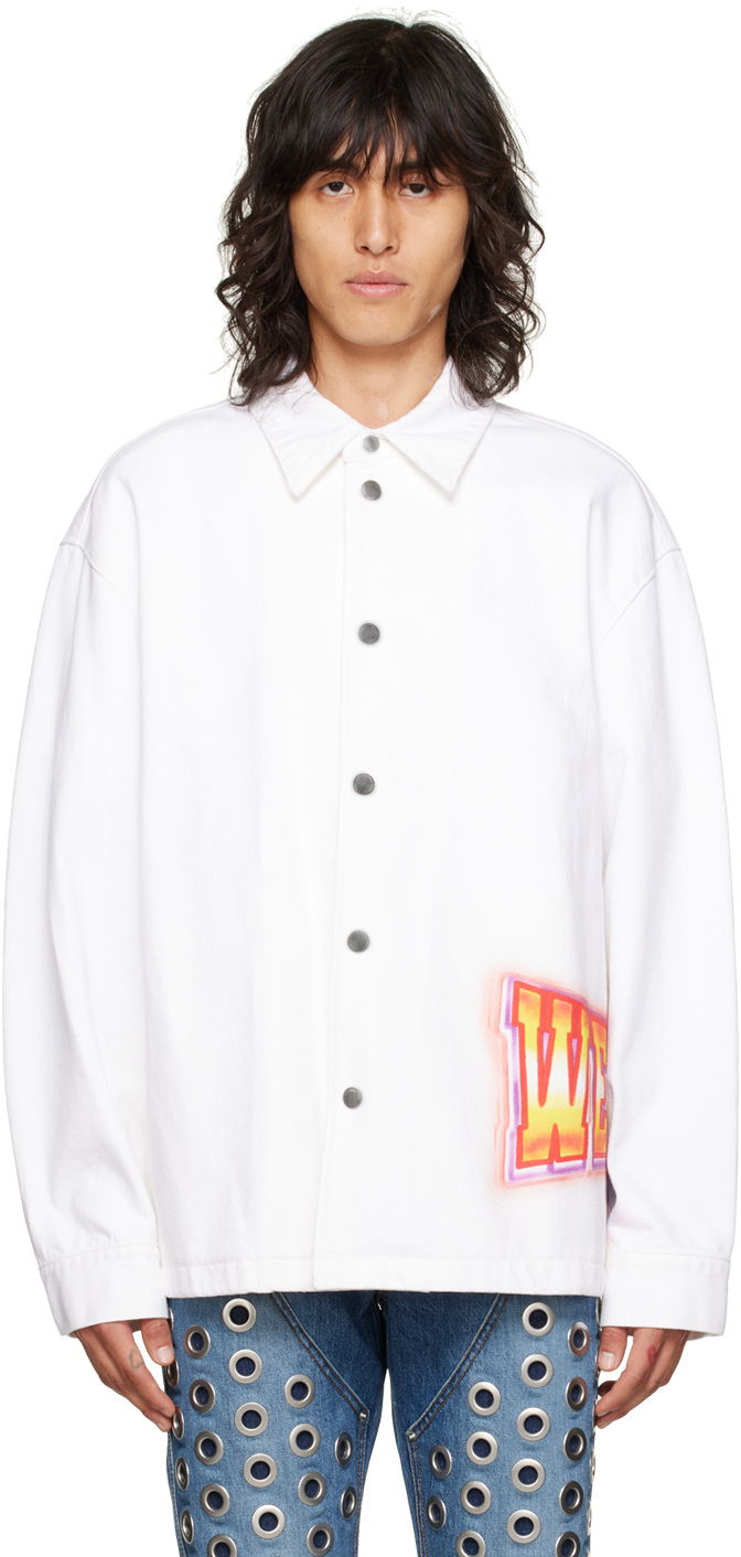 Jakke We11done We11done Printed Denim Jacket Hvid | WD-DJ3-22-312-U-WH