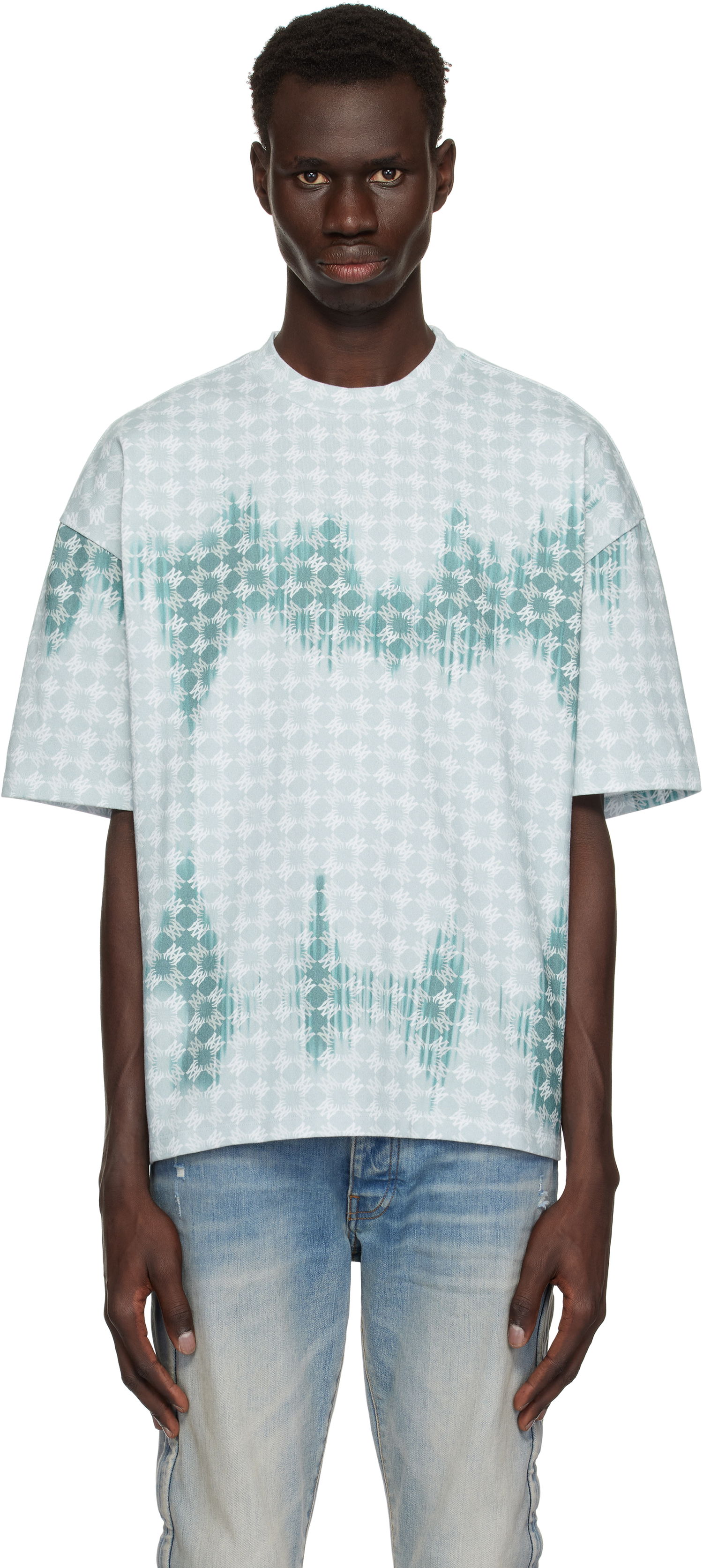 T-shirt AMIRI AMIRI MA Quad Bleached Oversized T-Shirt Grøn | AMJYTE1181, 0