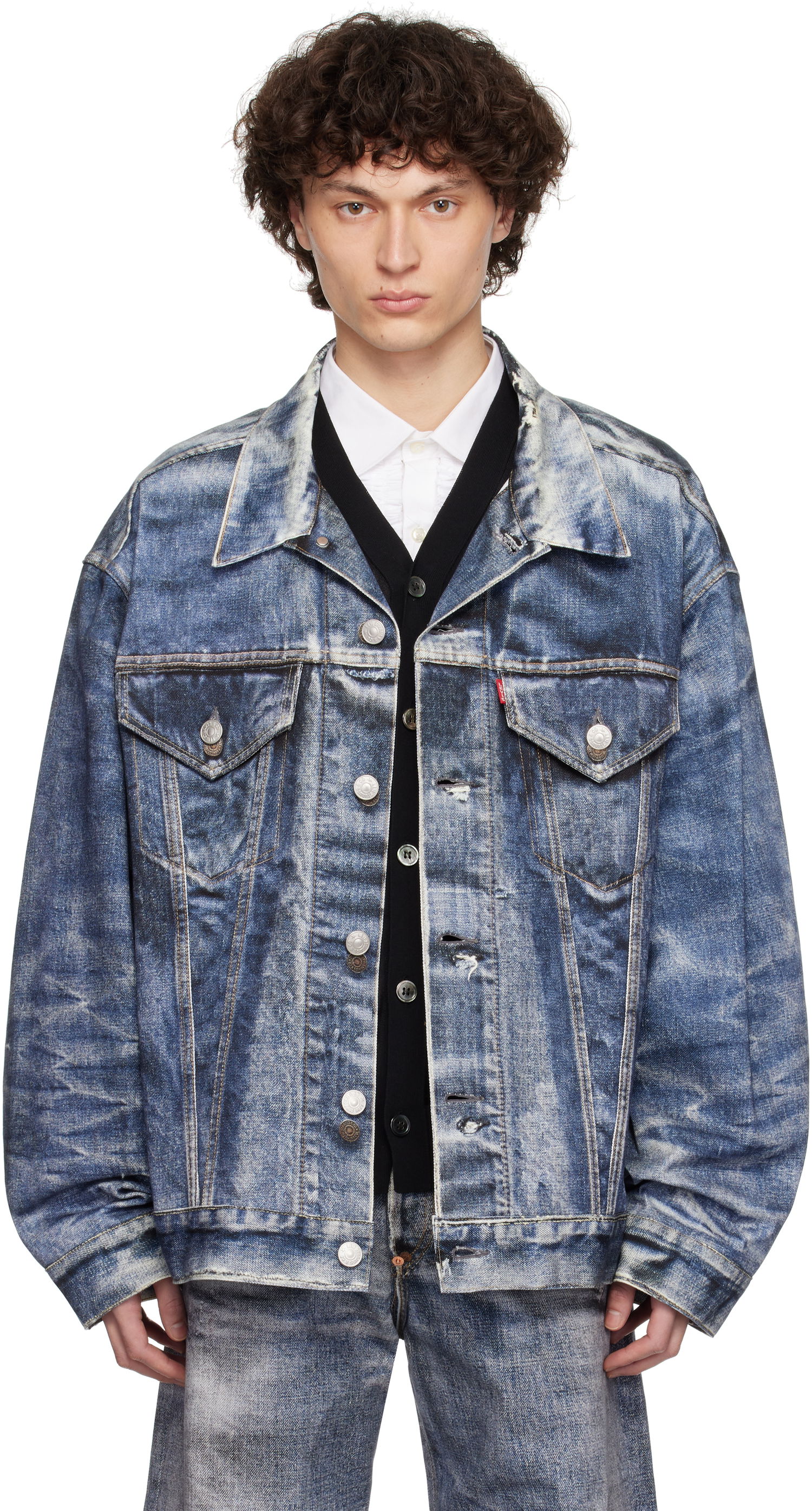Jakke Junya Watanabe Junya Watanabe Levi's Edition Cotton Twill Inkjet Print Jacket Blå | WO-J911-100, 0