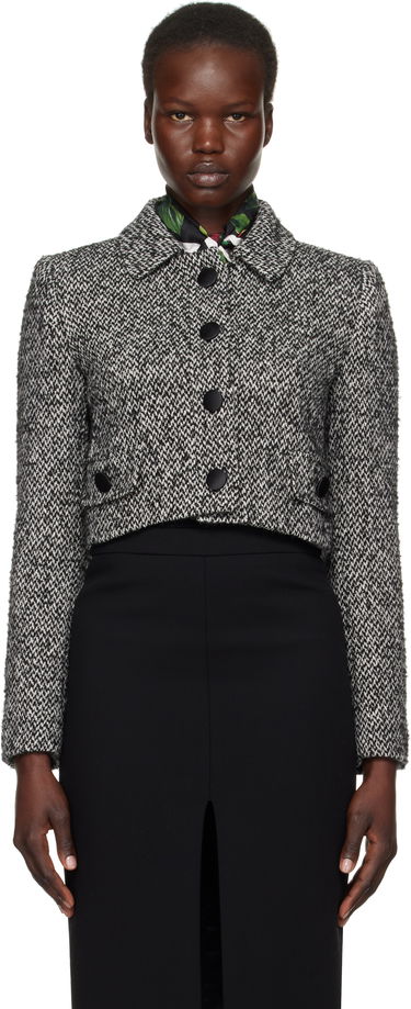 Frakker Dolce & Gabbana Dolce&Gabbana Short Micro-Tweed Jacket Sort | F26K6T GDCNC, 0