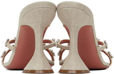 Tilbehør Amina Muaddi Amina Muaddi Lily 95 Heeled Sandals Beige | LILY SLIPPER 95 CL CANVAS, 1
