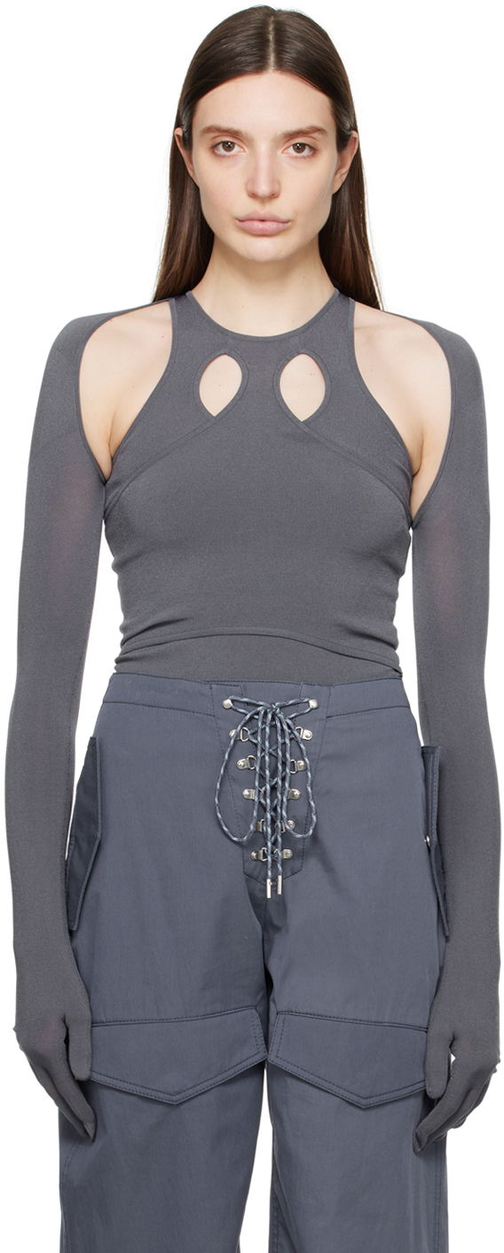 Tanktop Dion Lee Dion Lee Bolero Cutout Top Grå | C7245PS24