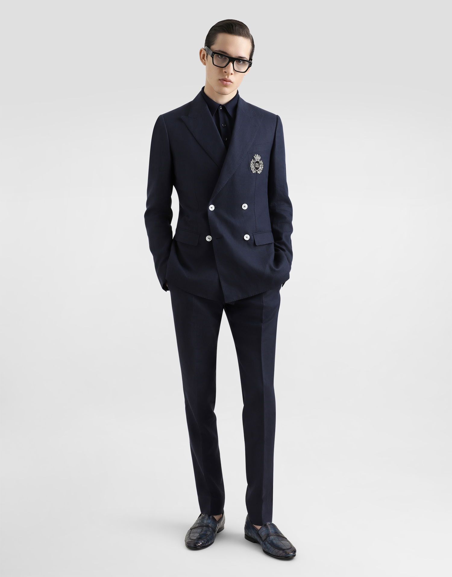 Bukser Dolce & Gabbana Dolce & Gabbana Tailored Linen Pants Mørkeblå | GY7BMTFU4K6B4902, 1