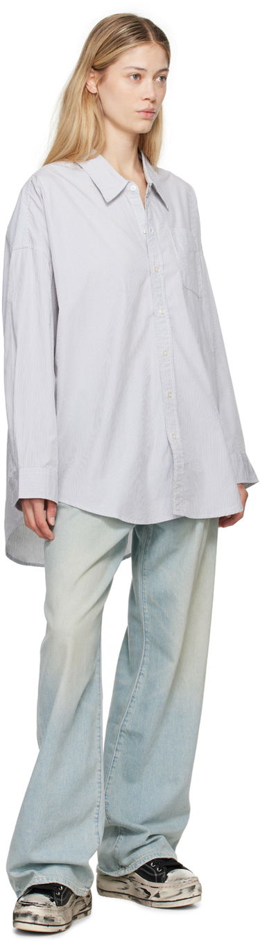 Skjorte R13 R13 Drop Neck Striped Shirt Blå | R13W7469-302, 3