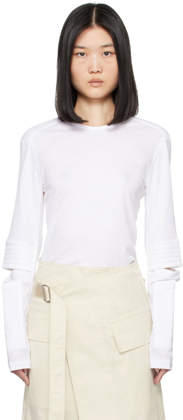 T-shirt Helmut Lang Helmut Lang Astro Crew Long Sleeve T-Shirt Hvid | O05HW502
