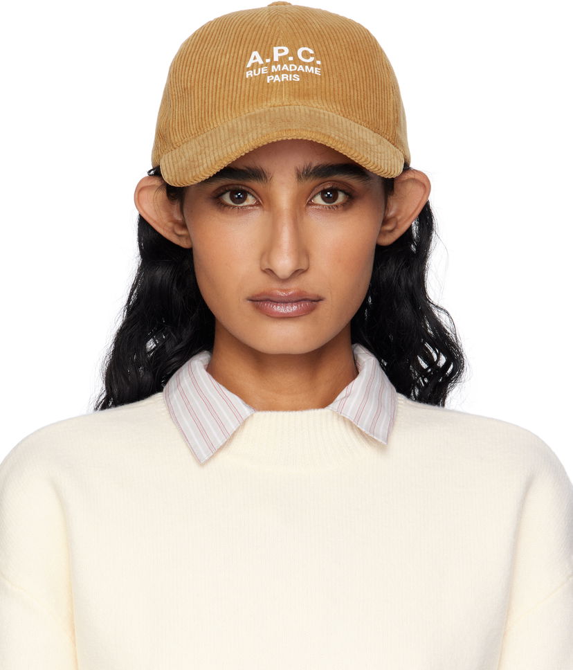 Kasket A.P.C. A.P.C. Charlie 'Rue Madame' Corduroy Baseball Cap Beige | COHBB-M24163