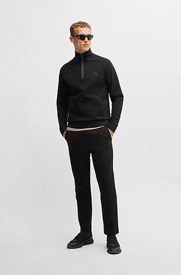 Sweater BOSS Zip-Neck Sweatshirt with Double B Monogram Sort | 50530978, 1